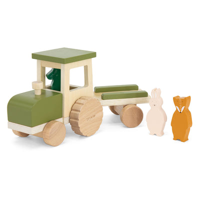 Tractor de animales de madera Trixie con remolque