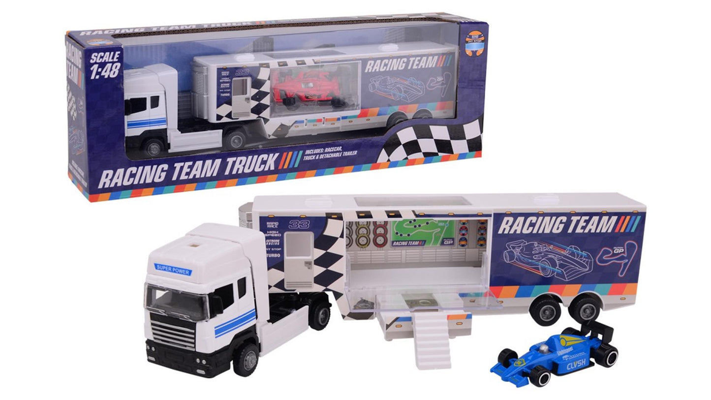 Camión de equipo de carrera con Die Cast Racenauto