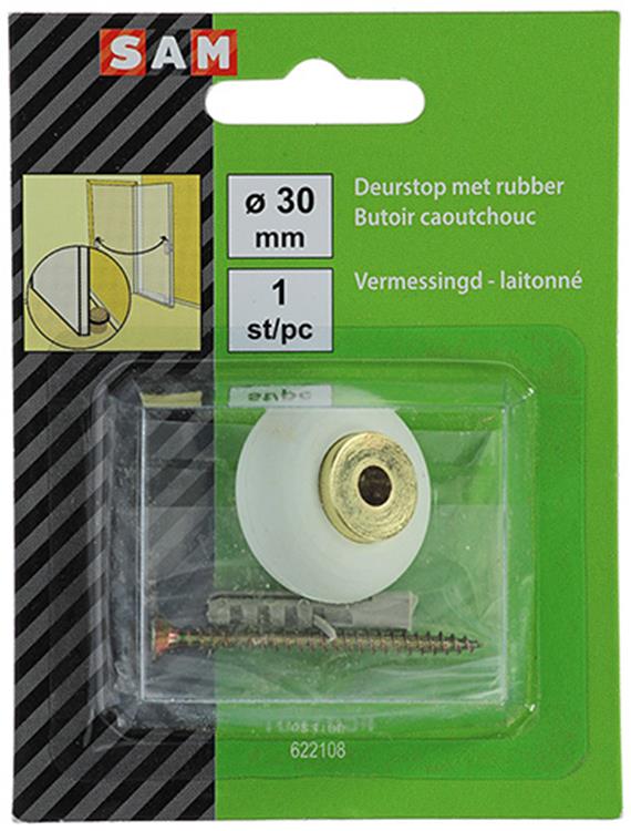 Mack 1047654 - deurstop met rubber vermessingd ø 30 mm 1 st pc | 6 stuks