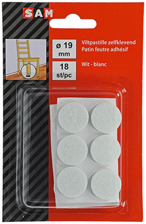 Mack 1047702 - pastiglia in feltro autoadesiva bianca ø 19 mm 18 pz | 12 pezzi