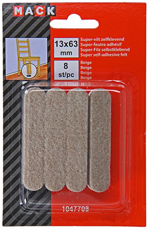 Mack 1047708 - superfeltro autoadesivo beige 13 x 63 mm 8 pz | 12 pezzi