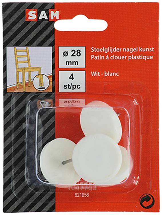 Mack 1047753 - chiodo scorrevole per sedia plastica bianco ø 28 mm 4 pz | 6 pezzi