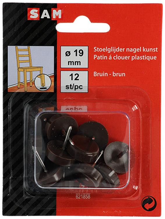 Mack 1047711 - chiodo scorrevole per sedia plastica marrone ø 19 mm 12 pz | 6 pezzi