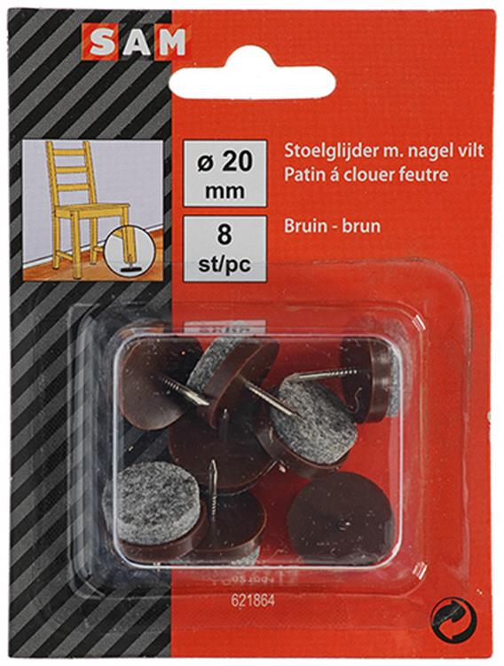 Mack 1047712 - feltrino per sedia con chiodino marrone ø 20 mm 8 pz | 6 pezzi
