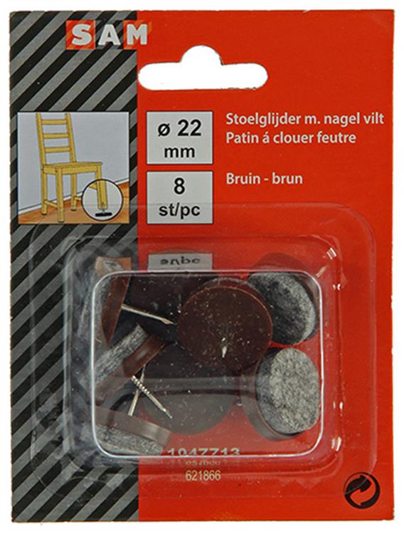 Mack 1047713 - feltrino per sedia con chiodino marrone ø 22 mm 8 pz | 6 pezzi