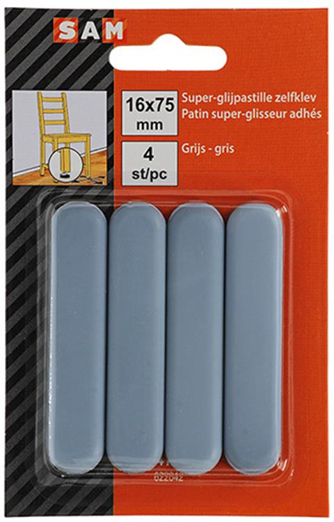 Mack 1047718 - pastiglia super scorrevole autoadesiva grigia 16 x 75 mm 4 pz | 12 pezzi