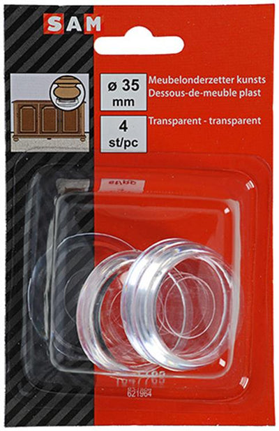 Mack 1047765 - sottobicchiere plastica trasparente ø 35 mm 4 pz | 6 pezzi