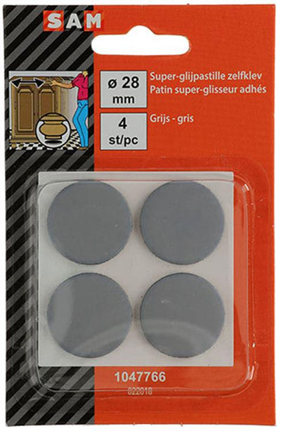 Mack 1047766 - pastiglia super scorrevole autoadesiva grigia ø 28 mm 4 pz | 12 pezzi