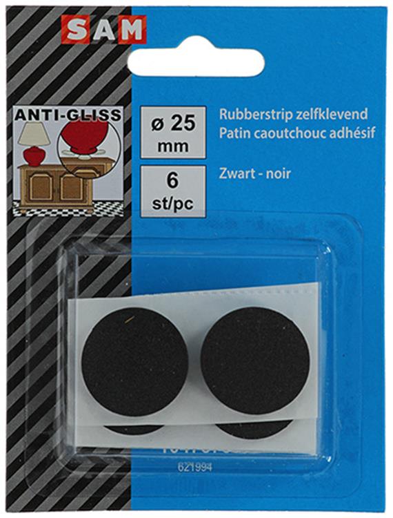 Mack 1047670 - striscia di gomma autoadesiva nera ø 25 mm 6 pz | 12 pezzi