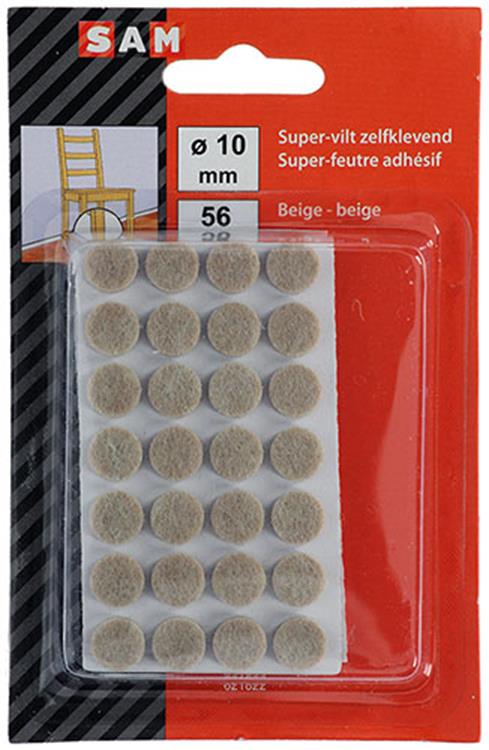 Mack 1047719 - super feltro autoadesivo beige ø 10 mm 56 pz | 12 pezzi