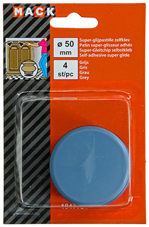 Mack 1047721 - pastiglia super scorrevole autoadesiva grigia ø 50 mm 4 pz | 6 pezzi