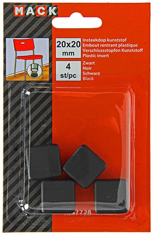 Mack 1047728 - tappo in plastica nero 20 x 20 mm 4 pz | 6 pezzi