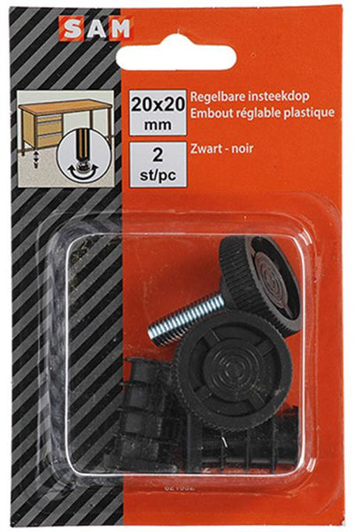 Mack 1047772 - tappo tappo regolabile nero 20 x 20 mm 2 pz | 6 pezzi