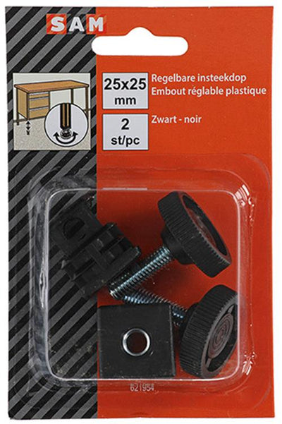 Mack 1047774 - tappo tappo regolabile nero 25 x 25 mm 2 pz | 6 pezzi