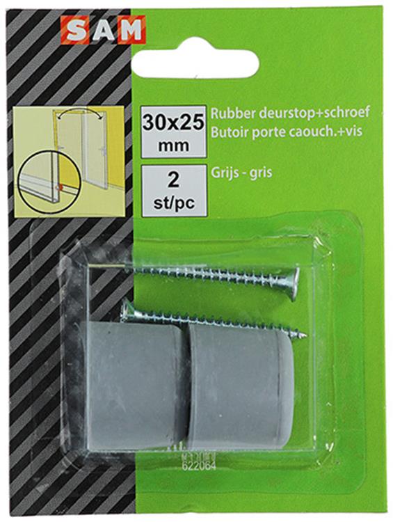 Mack 1047629 - gomma fermaporta + vite grigia 30 x 25 mm 2 pz | 6 pezzi