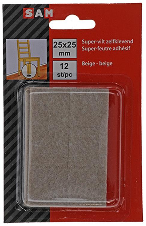 Mack 1047688 - superfeltro autoadesivo beige 25 x 25 mm 12 pz | 12 pezzi