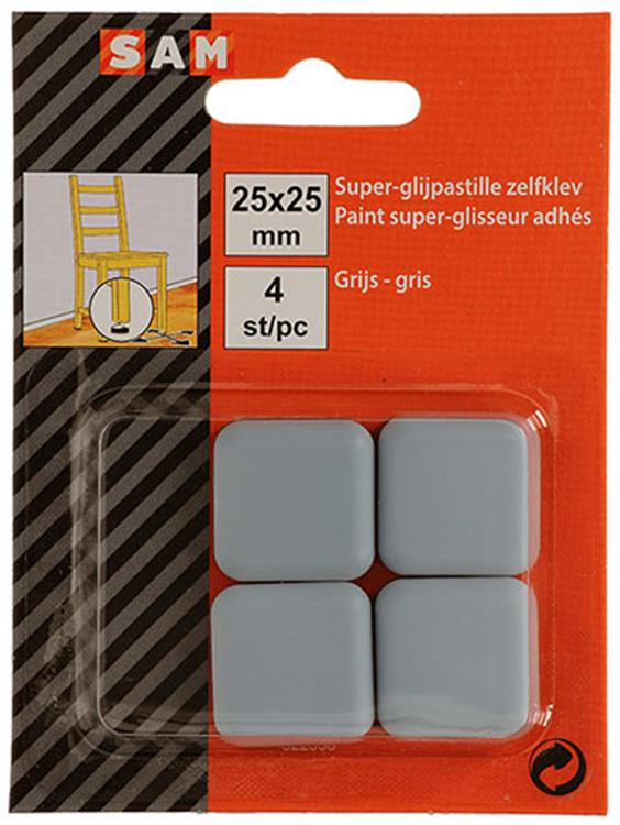 Mack 1047735 - pastiglia super scorrevole autoadesiva grigia 25 x 25 mm 4 pz | 12 pezzi