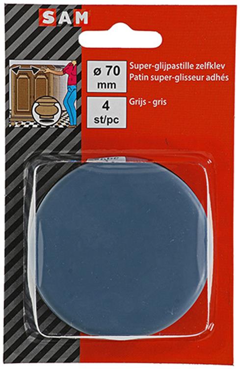 Mack 1047736 - pastiglia super scorrevole autoadesiva grigia ø 70 mm 4 pz | 6 pezzi