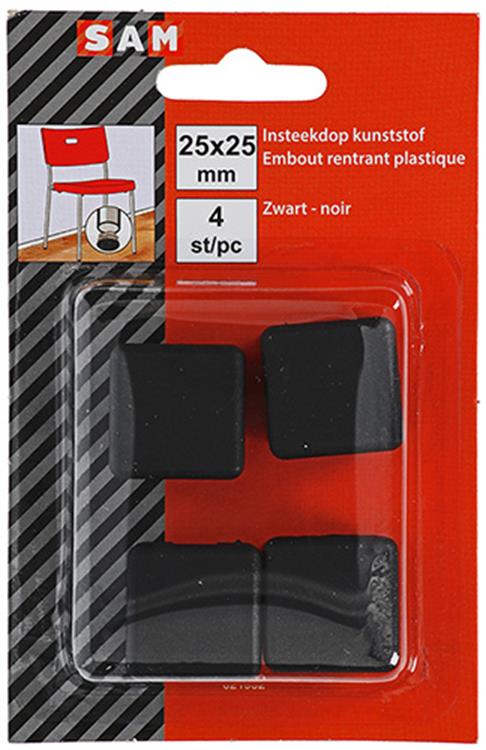 Mack 1047738 - tappo in plastica nero 25 x 25 mm 4 pz | 6 pezzi