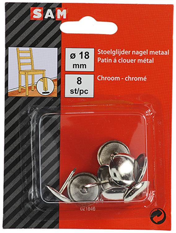 Mack 1047784 - puntale per sedia chiodo metallo cromato ø 18 mm 8 pz | 6 pezzi