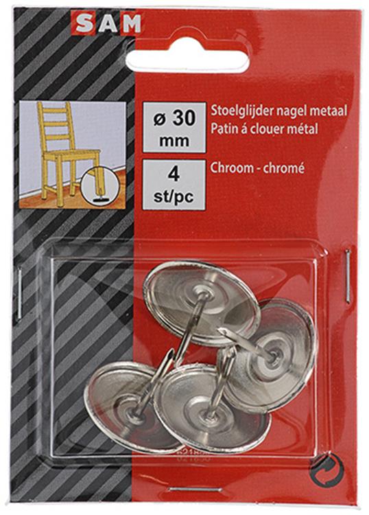 Mack 1047787 - puntale per sedia chiodo metallo cromato ø 30 mm 4 pz | 6 pezzi