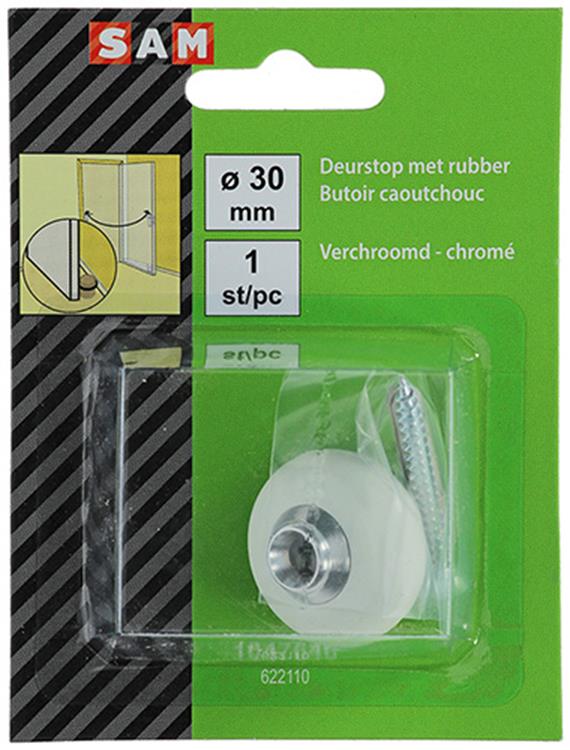 Mack 1047646 - fermaporta con gomma cromata ø 30 mm 1 pz pz | 6 pezzi