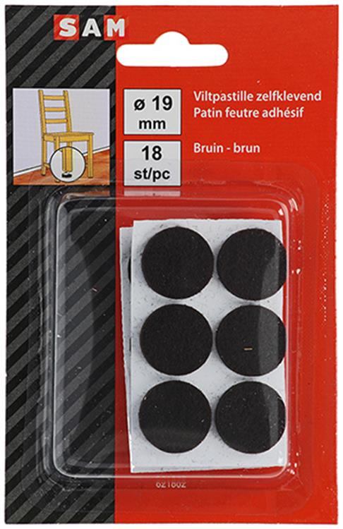 Mack 1047691 - pastiglia in feltro autoadesiva marrone ø 19 mm 18 pz | 12 pezzi