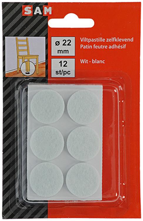 Mack 1047697 - pastiglia in feltro autoadesiva bianca ø 22 mm 12 pz | 12 pezzi