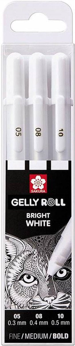 Sakura • gelly roll gel pen 05, 08 10 white 3 pieces