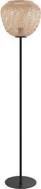 Lampada da terra Eglo dembleby - lampada da terra - e27 - 150 cm - legno naturale - nero