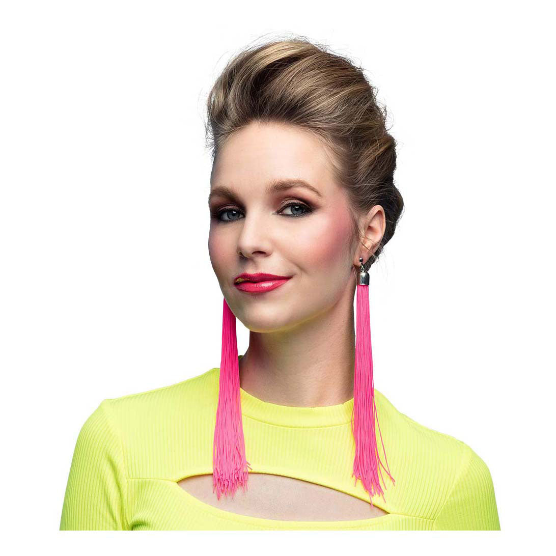 Festival de aretes de Boland Neon Pink, 20 cm