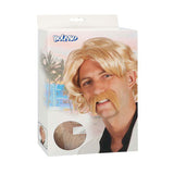 Boland blonde pruik met snor - afbeelding 1