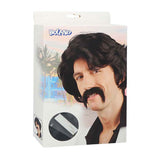 Boland black wig with mustache - afbeelding 1