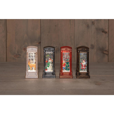 Cabina telefonica LED collezione Anna con immagine in glitter acqua 5x11cm, funzionamento a batteria, 4 assortiti
