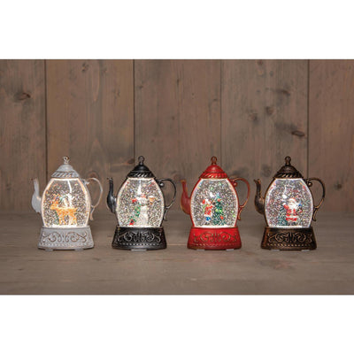 Teiera LED collezione Anna con immagine acqua glitter 13,5x10,5x4cm funzionamento a batteria 4 assortiti