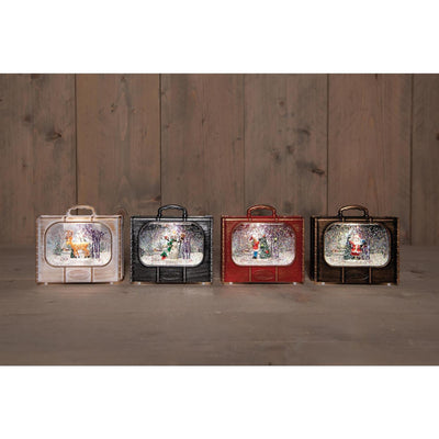 Anna's collection suitcase LED with image in glitter water 12x5cm, battery operated, 4 assorted