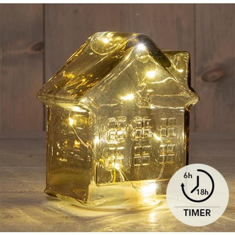 Anna's collection casa led cristal ámbar h14cm