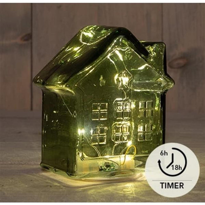 Anna's collection casa led cristal verde h14cm