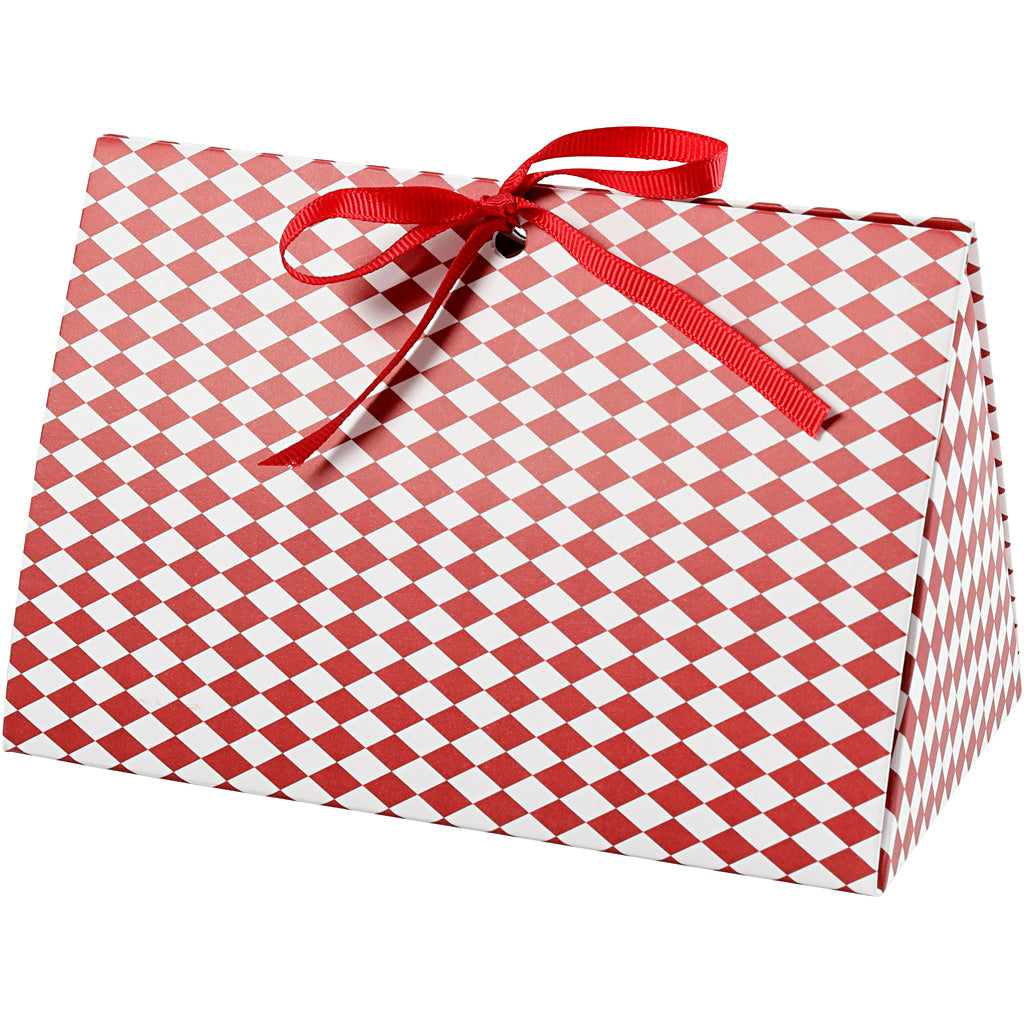 Confezione regalo Vivi Gade, motivo arlecchino, misura 15x7x8 cm, 250 g, rosso, bianco, 3 pezzi 1 scatola