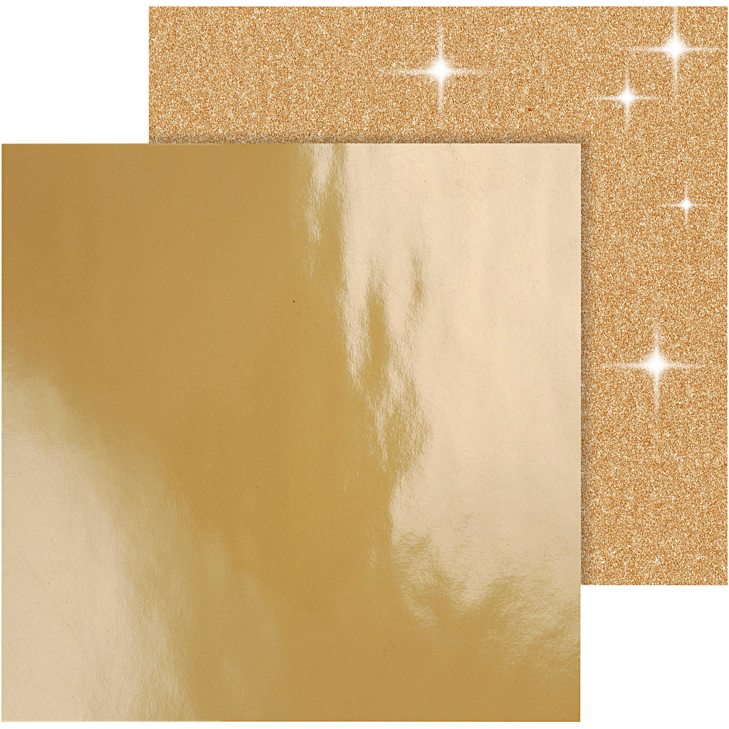 Papel de diseño Vivi Gade, hoja 30,5x30,5 cm, 120+128 gr, dorado, 2 hojas 1 caja