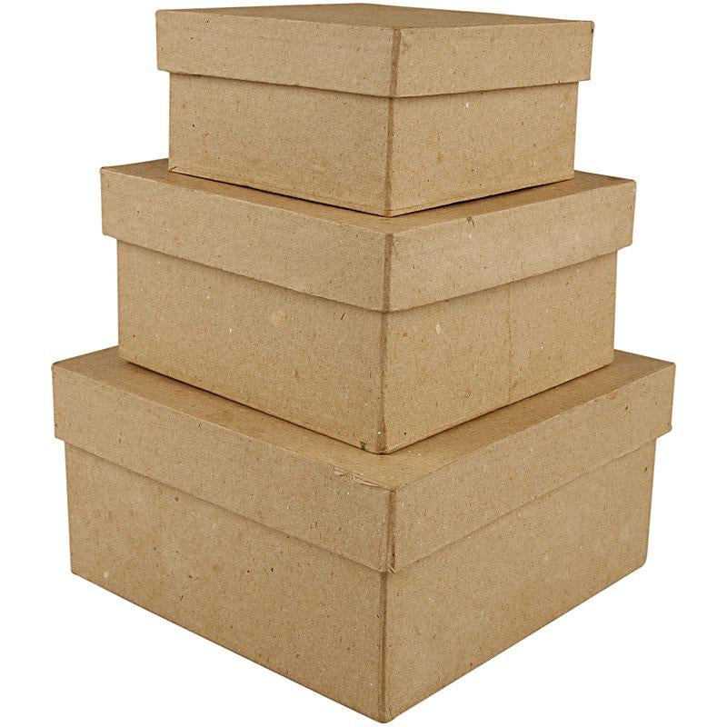 Cajas cuadradas de Papier-Mâché, 3er.