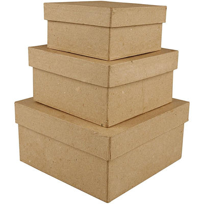 Cajas cuadradas de Papier-Mâché, 3er.