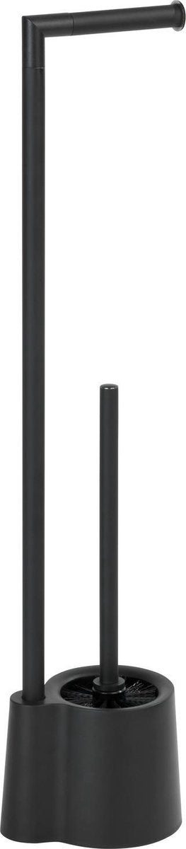 Wenko WC Butler Avola acero inoxidable negro - portarrollos, escobilla con soporte independiente