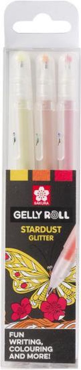 Sakura • penna gel gelly roll stardust glitter happy 3 pezzi