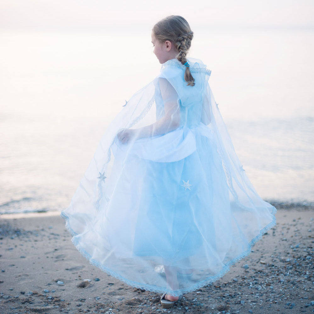 Mantello da principessa per grandi pretendenti azzurro, 3-4 anni