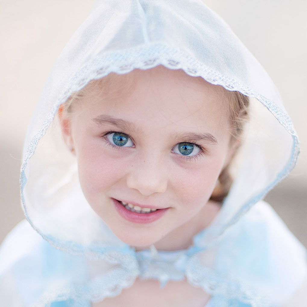 Mantello da principessa per grandi pretendenti azzurro, 3-4 anni