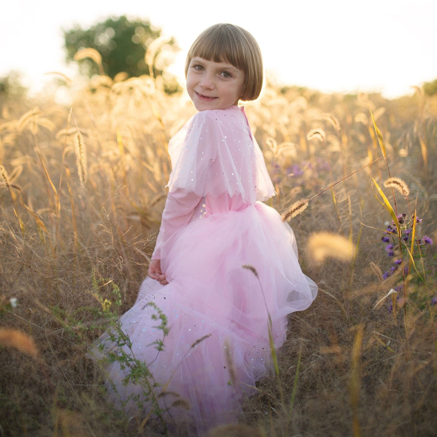 Grandes pretendientes disfraz princesa rosa elegante, 7-8 años