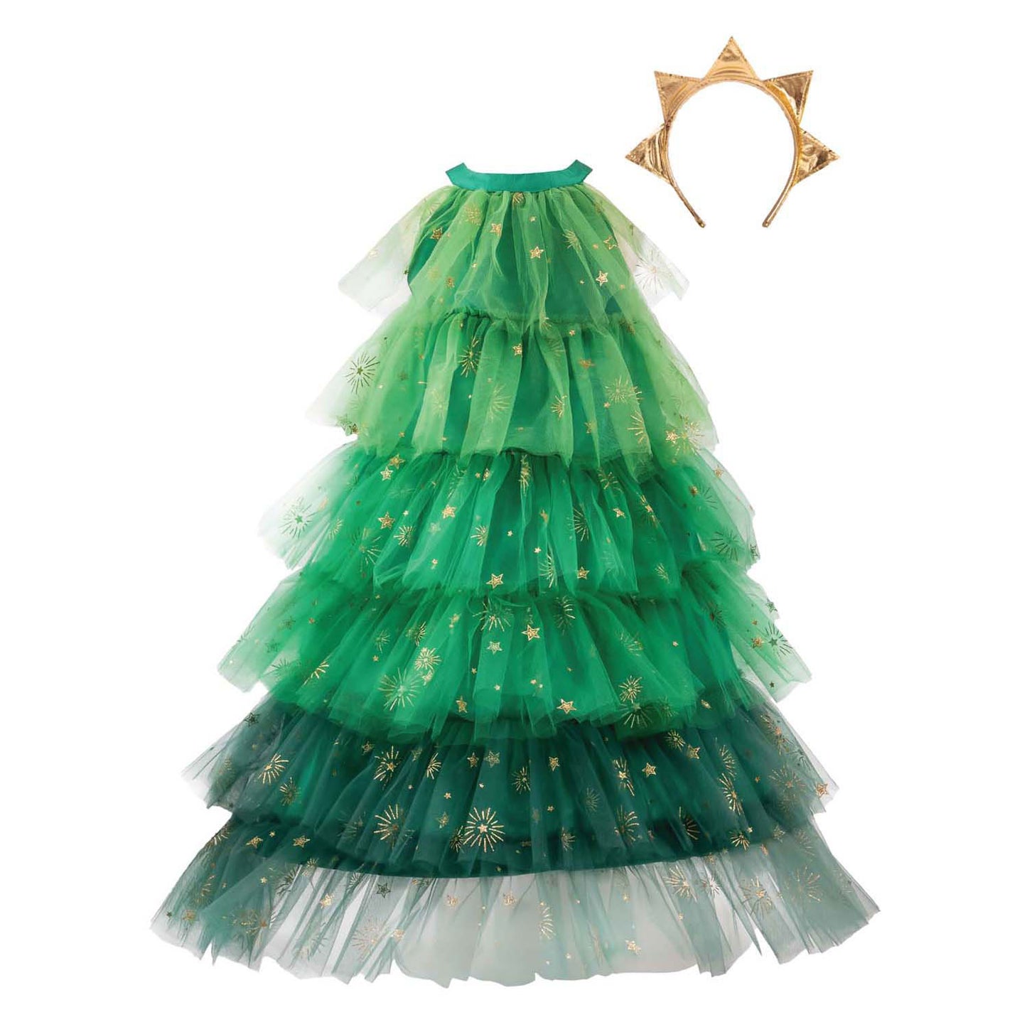 Vestido de árbol de Navidad con diadema Great Pretenders - 3-4 años