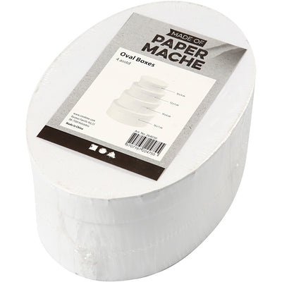 Creative Company Oval Boxes White with Lid, 4st.