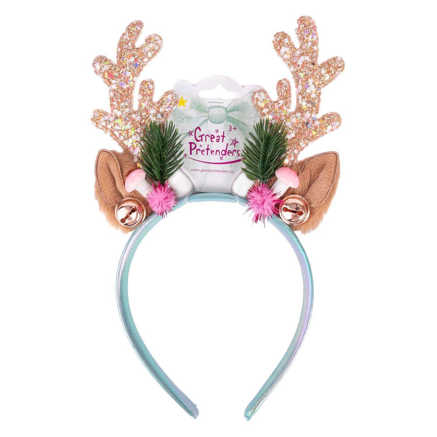 Diadema navideña de Rudolph de Great Pretenders - menta rosa
